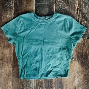 Hollister Teal Baby Tee Crop Top – Size S